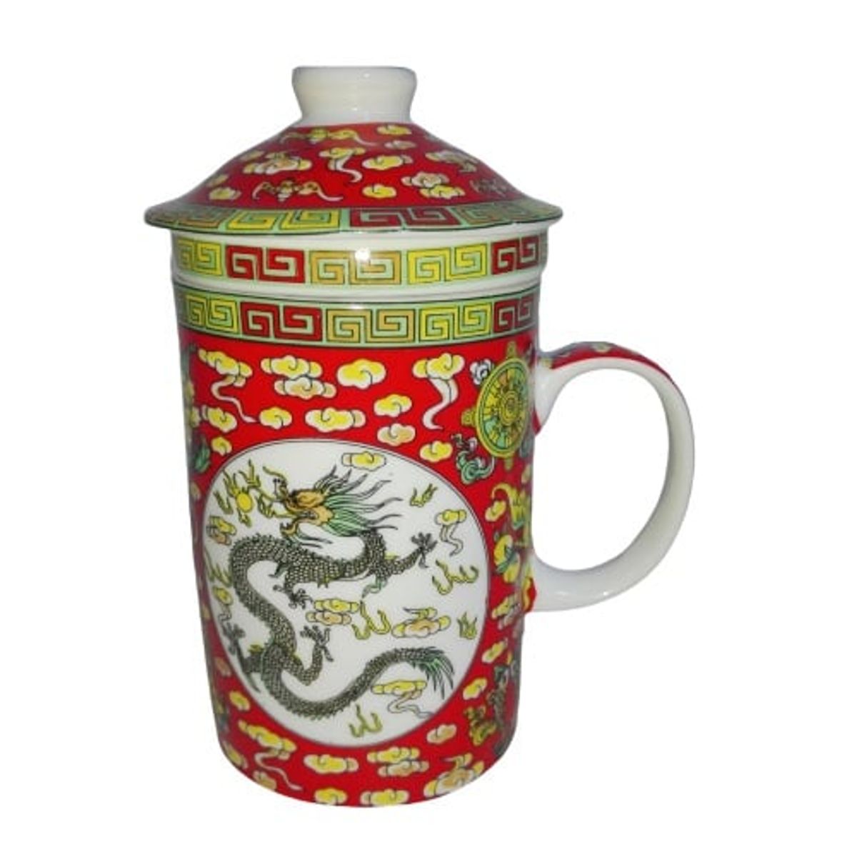 GENERICO - Taza Ceramica Con Filtro Oriental Dragon Fucang Long 3pza