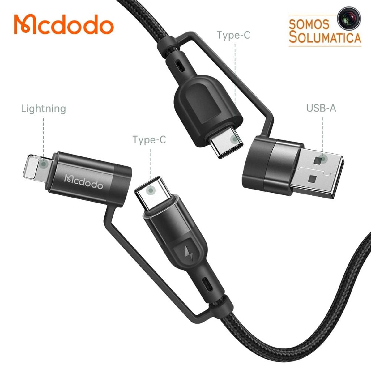 MCDODO - Cable Tipo C 60w Lightning - 4en1 Para Macbook Laptop Celular - Mcdodo