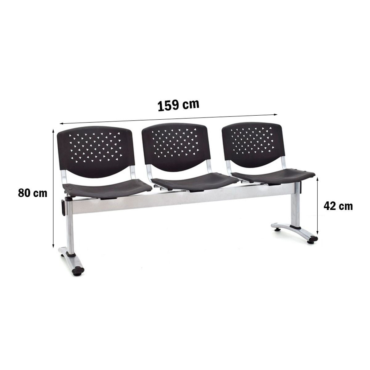 OFIDEAS - Butaca De Espera - Tandem Prisma 3 Cuerpos Color Negro Ofideas