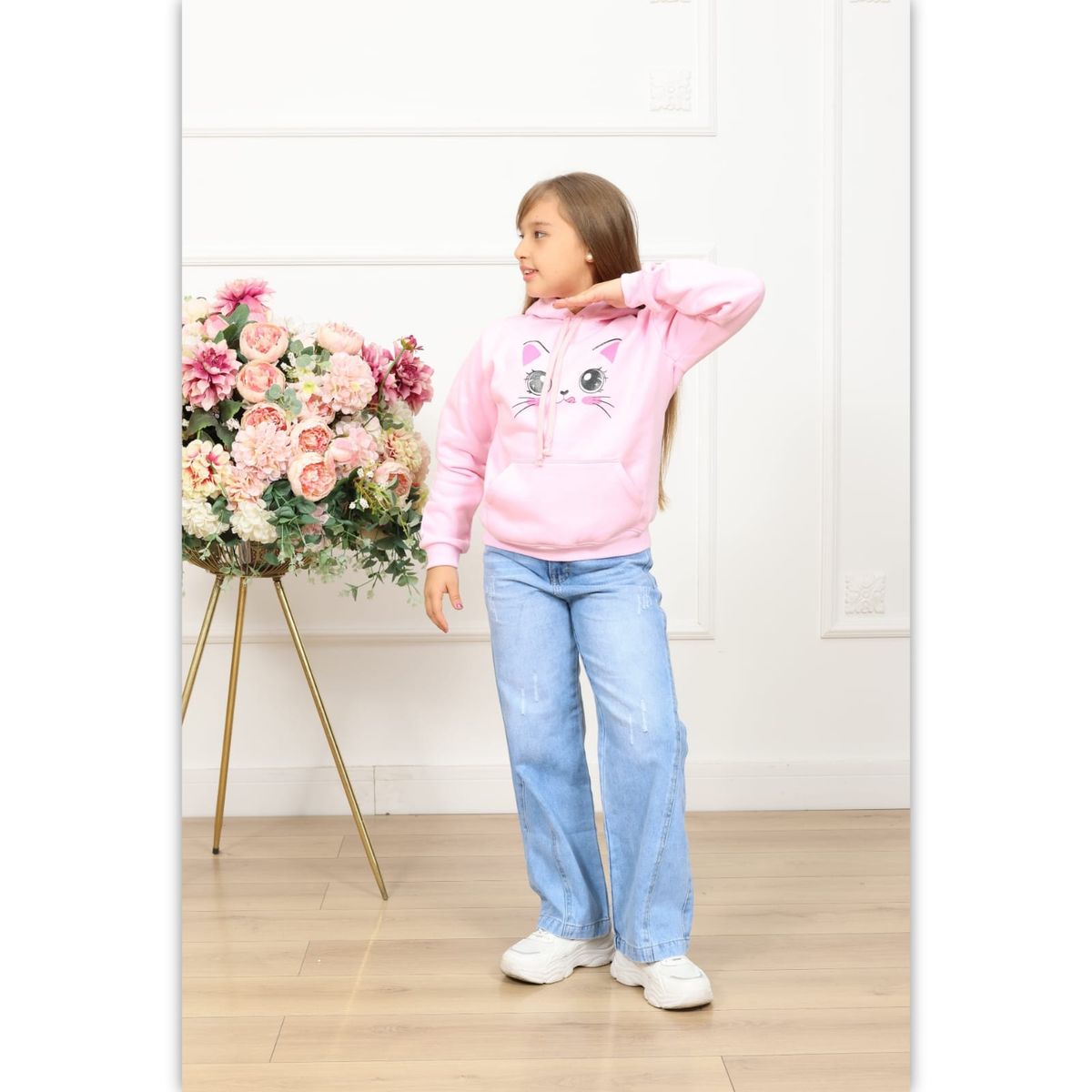 TAIS PRINCESS - Polera afranelada con capucha gatita niñas