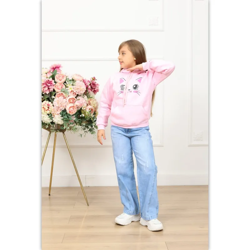 TAIS PRINCESS - Polera afranelada con capucha gatita niñas