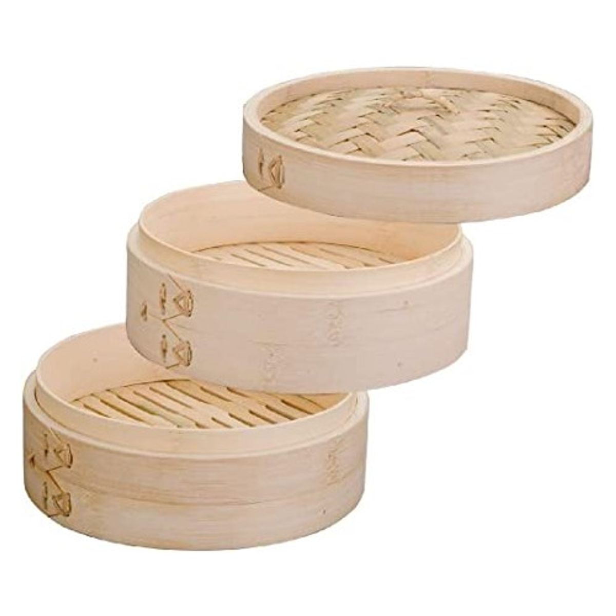GENERICO - Vaporera De Bambu 2 Piso Con Tapa 27cm diam 3pza Zheng Zhi Bao