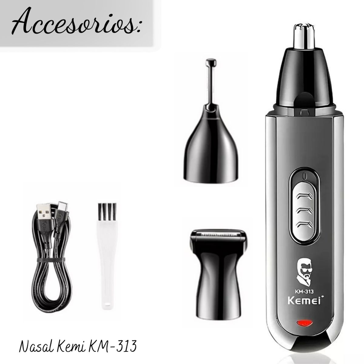 KEMEI - Recortadora Nasal Barba Cejas Y Oído Recargable Kemei KM-313