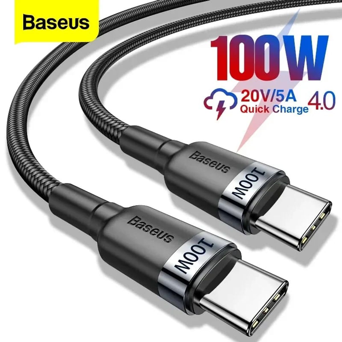 BASEUS - CABLE BASEUS USB C a C - 100W - CARGA RAPIDA - 1MT - NEGRO