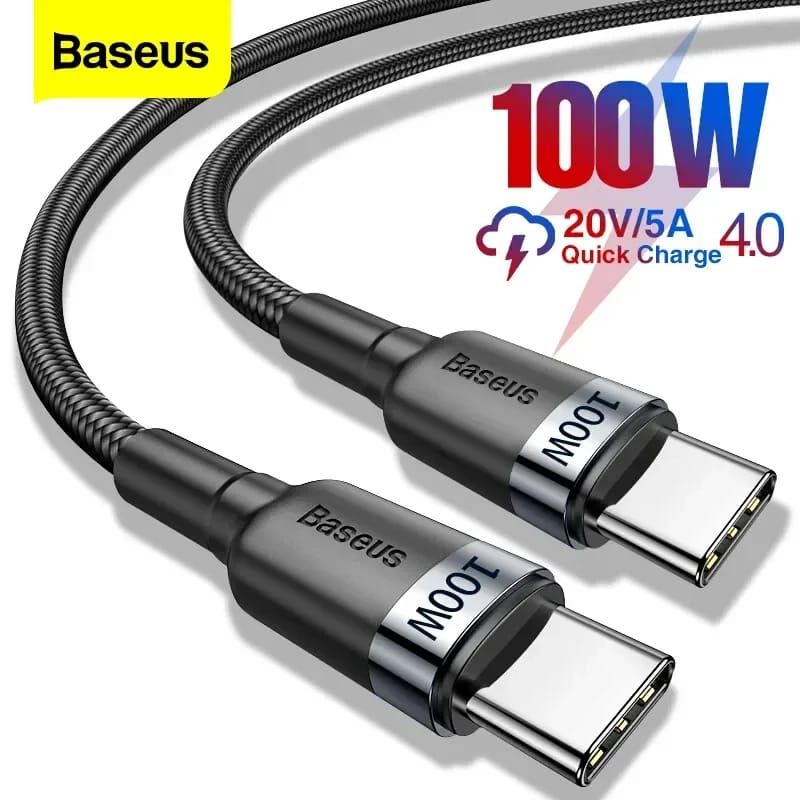 BASEUS - CABLE BASEUS USB C a C - 100W - CARGA RAPIDA - 1MT - NEGRO