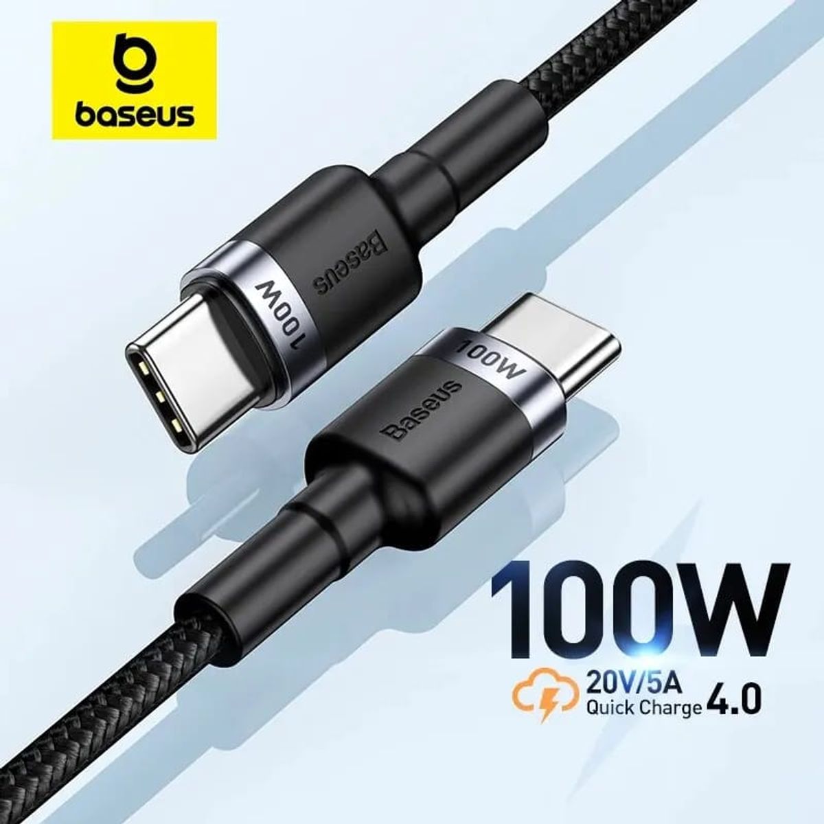 BASEUS - CABLE BASEUS USB C a C - 100W - CARGA RAPIDA - 1MT - NEGRO