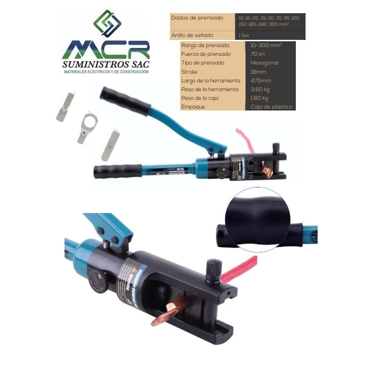 CRIMPEADORA HIDRAULICA PARA TERMINALES ELECTRICOS HASTA 300 MM2, marca GENERICO - Foto Principal