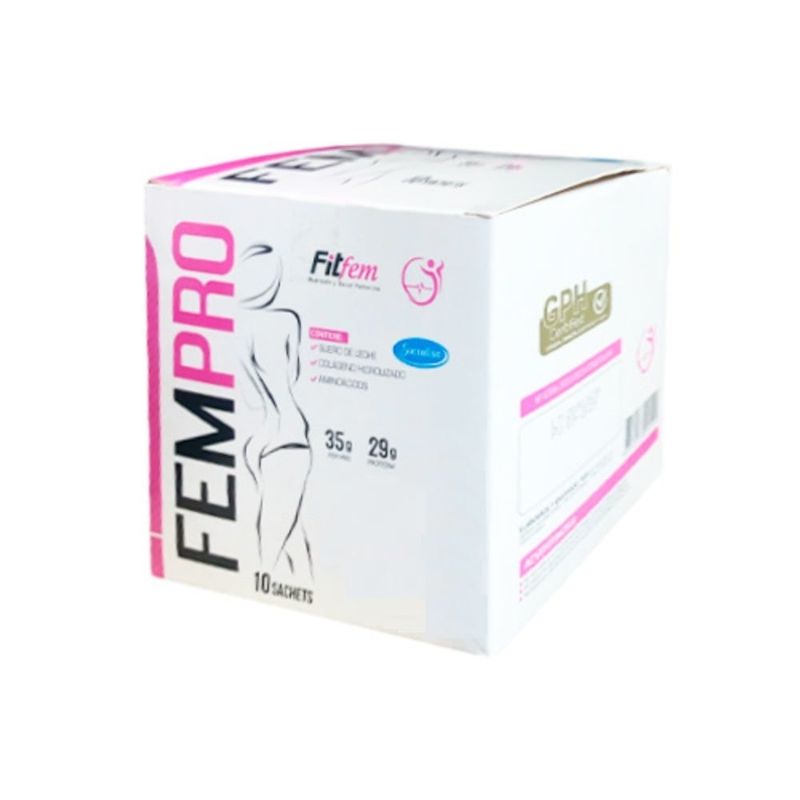 FITFEM - Proteina Suero de Leche Fempro 10 Unidades Vainilla + Shaker