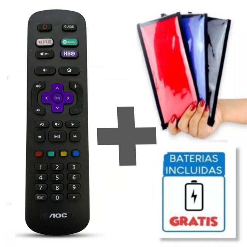 GENERICO - Control Remoto Aoc Roku Smart Tv + Funda