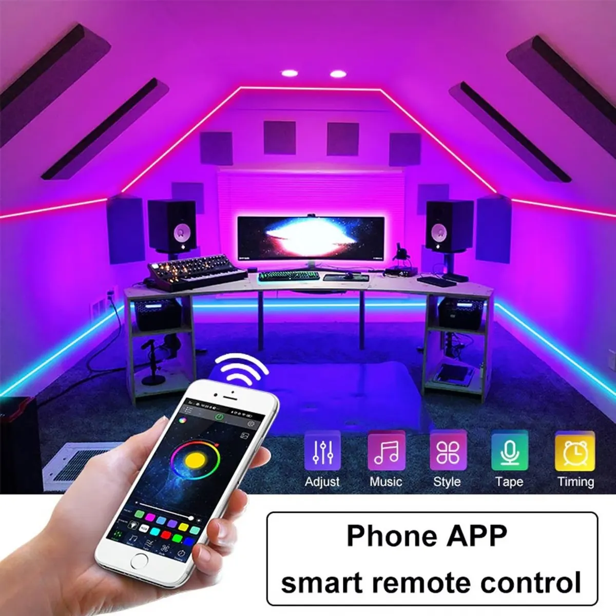 LH ELECTRONIC - Cinta Tira de Luces LED RGB  5M con Aplicativo Bluetooth