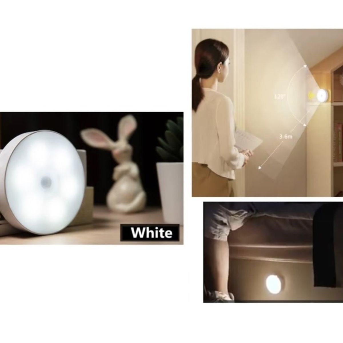 GENERICO - FOCO LED BLANCA ADOSABLE CON SENSOR DE MOVIMIENTO RECARGABLE