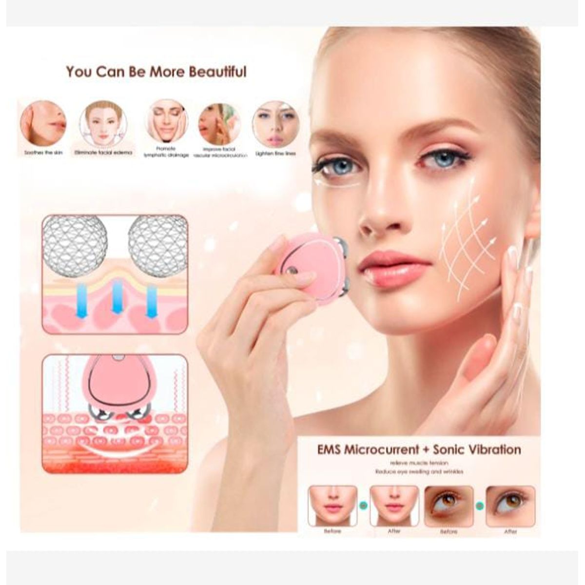 GENERICO - pack 2 Masajeador Facial Rejuvenece y Moldea el Rostro Microcorriente