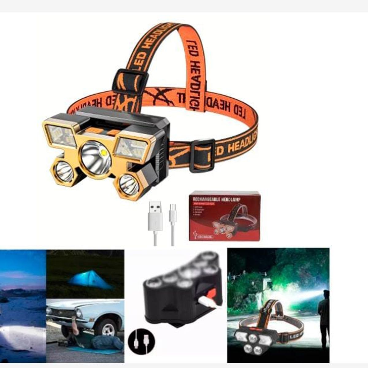 GENERICO - Lampara De Cabeza Recargable Led Camping Minera Camping