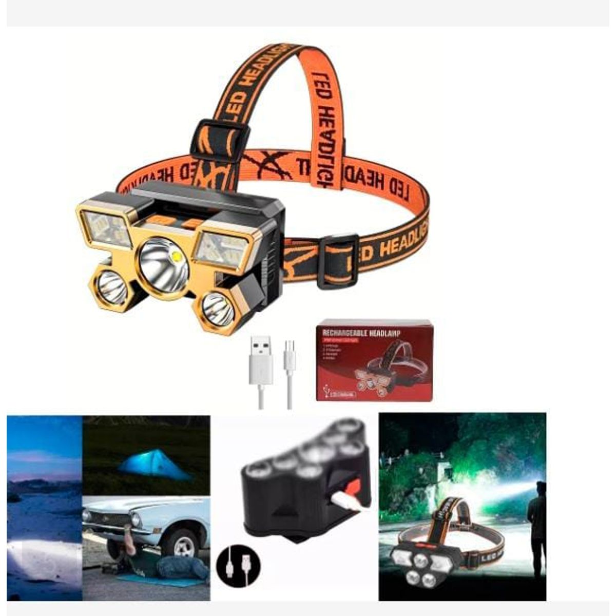 GENERICO - Lampara De Cabeza Recargable Led Camping Minera Camping