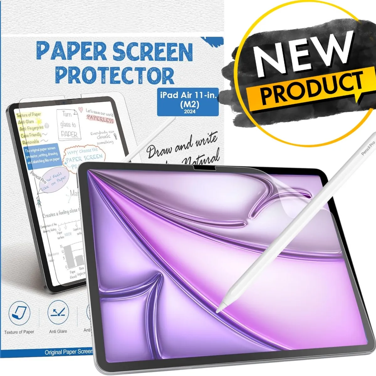 GENERICO - Protector de pantalla Mica de iPad Air 11" 2024 Chip M2 6ta Generación