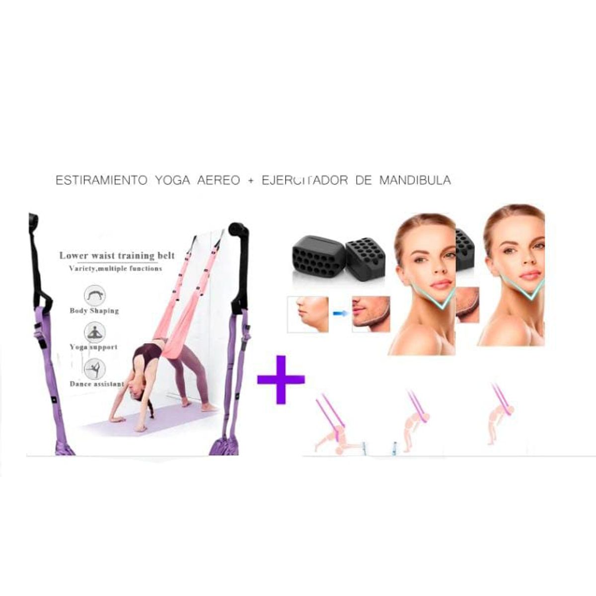 GENERICO - Pack Correa Yoga Aéreo Columpio Yoga y Ejercitador Mandíbula