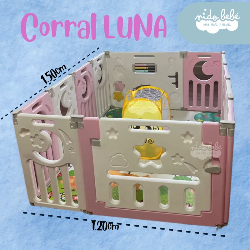 GENERICO - CERCO PLEGABLE DE BEBE LUNA ROSA 12 PZ