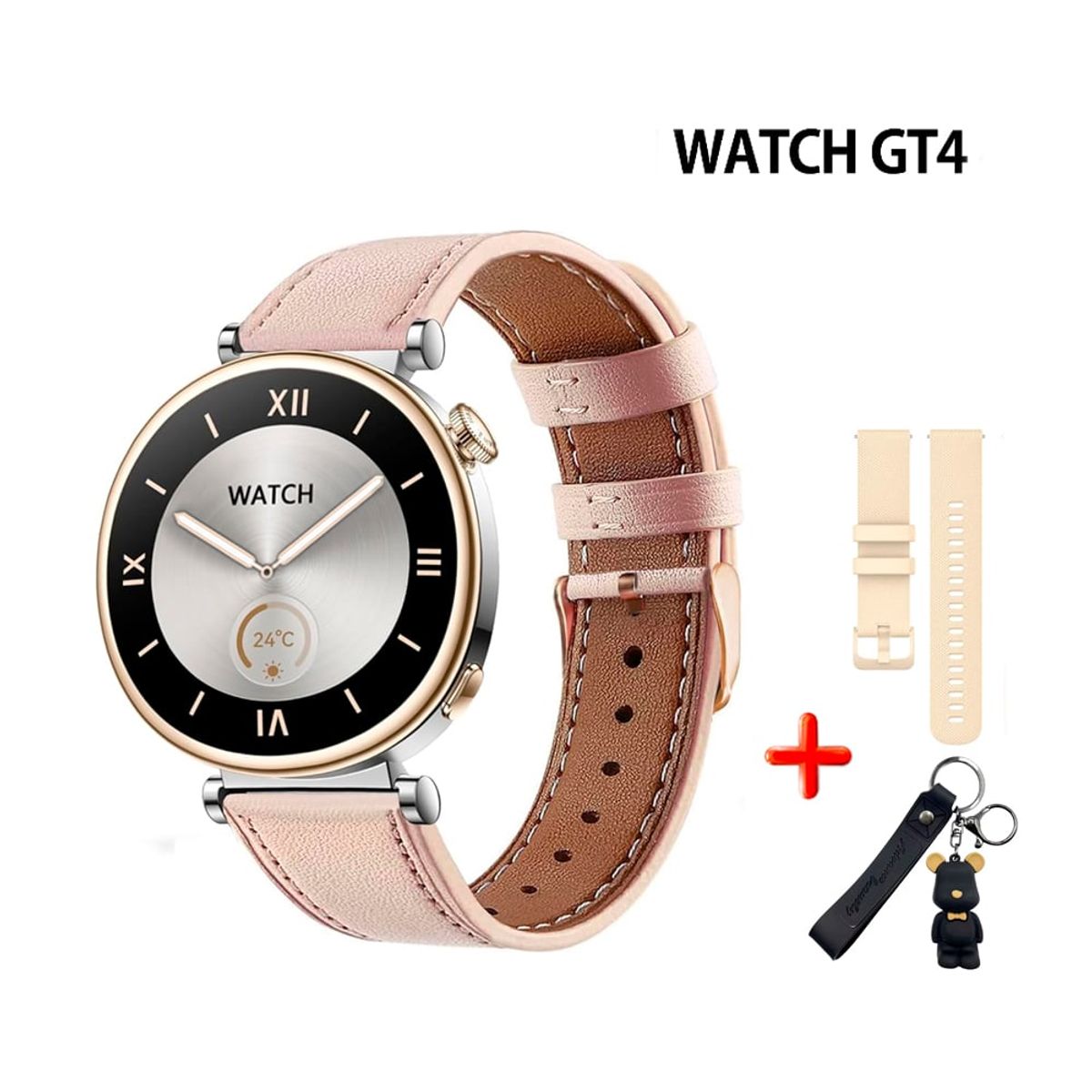 GENERICO - Smartwatch GT4 Mini Gold Pink + Llavero Gratis doble correa