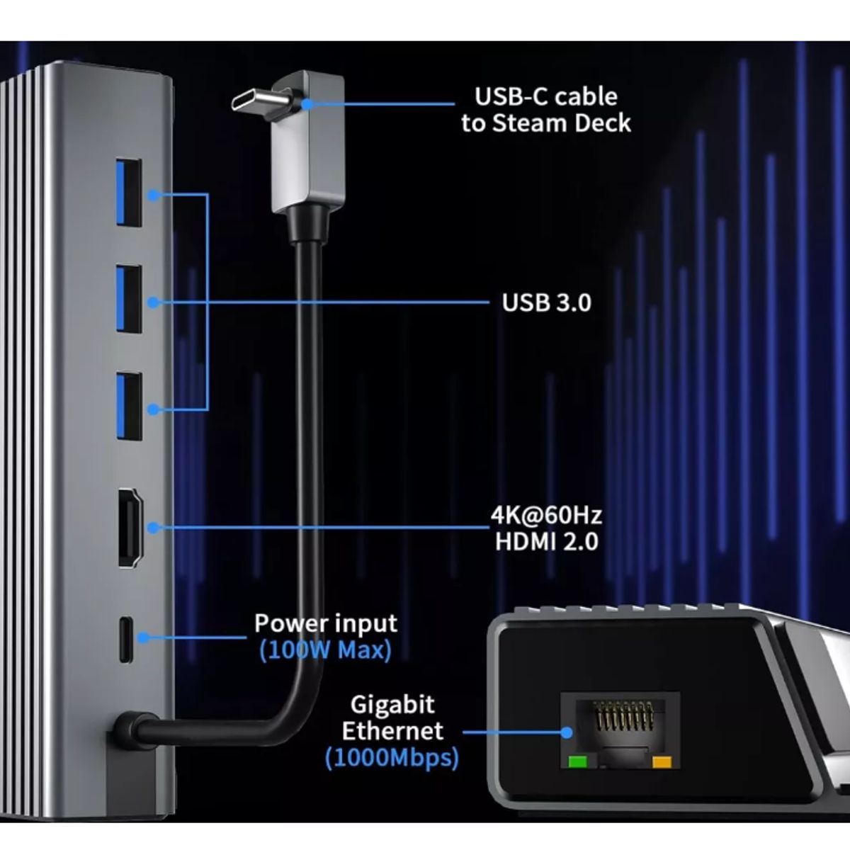 GENERICO - dock estacion de carga asus rog ally steam deck nintendo switch.