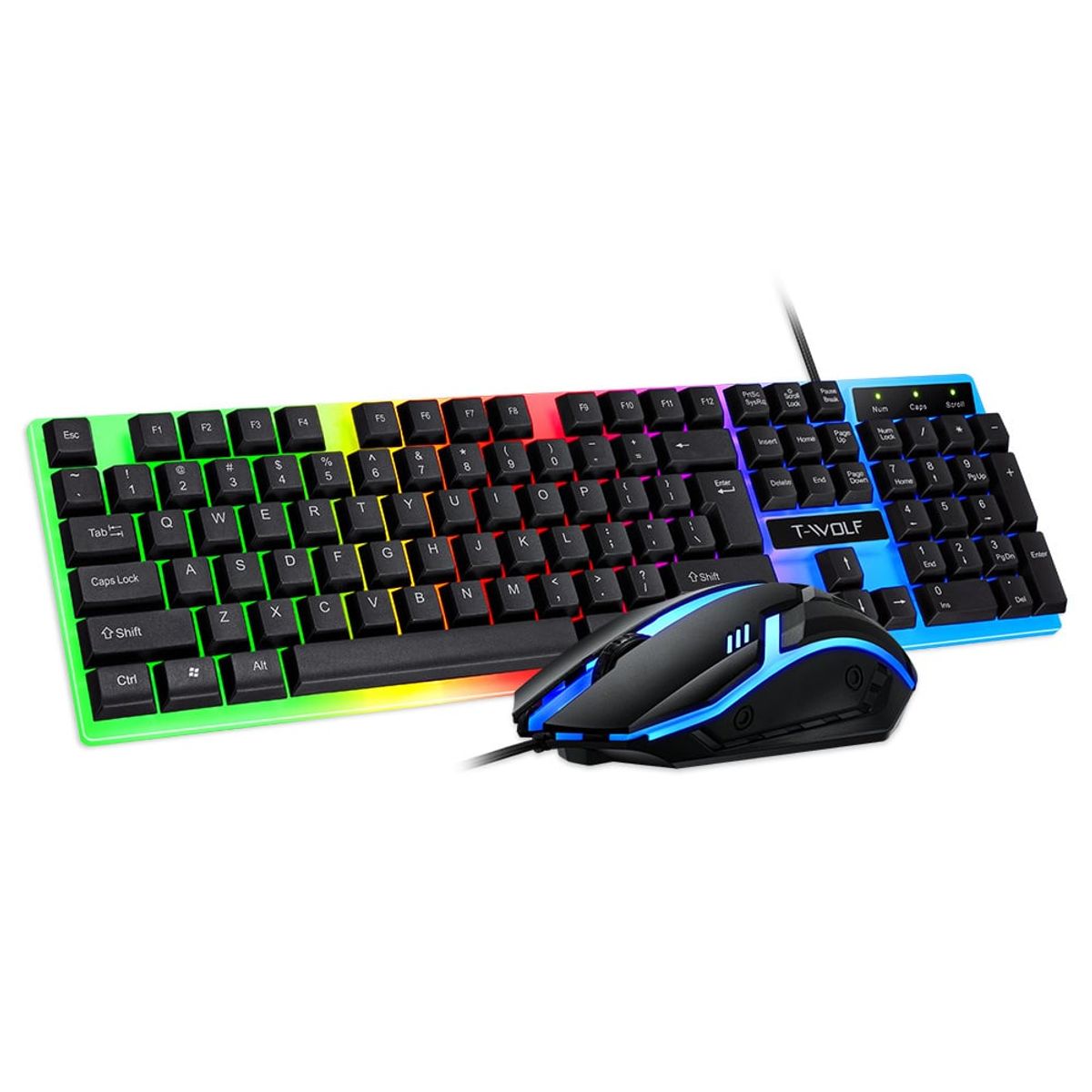 TWOLF - Teclado Gamer RGB Combo 2 en 1 , Teclado y Mouse Twolf TF230