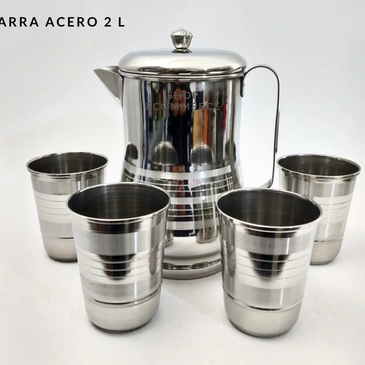 GENERICO - Jarra de acero 2 L + 4 tazas