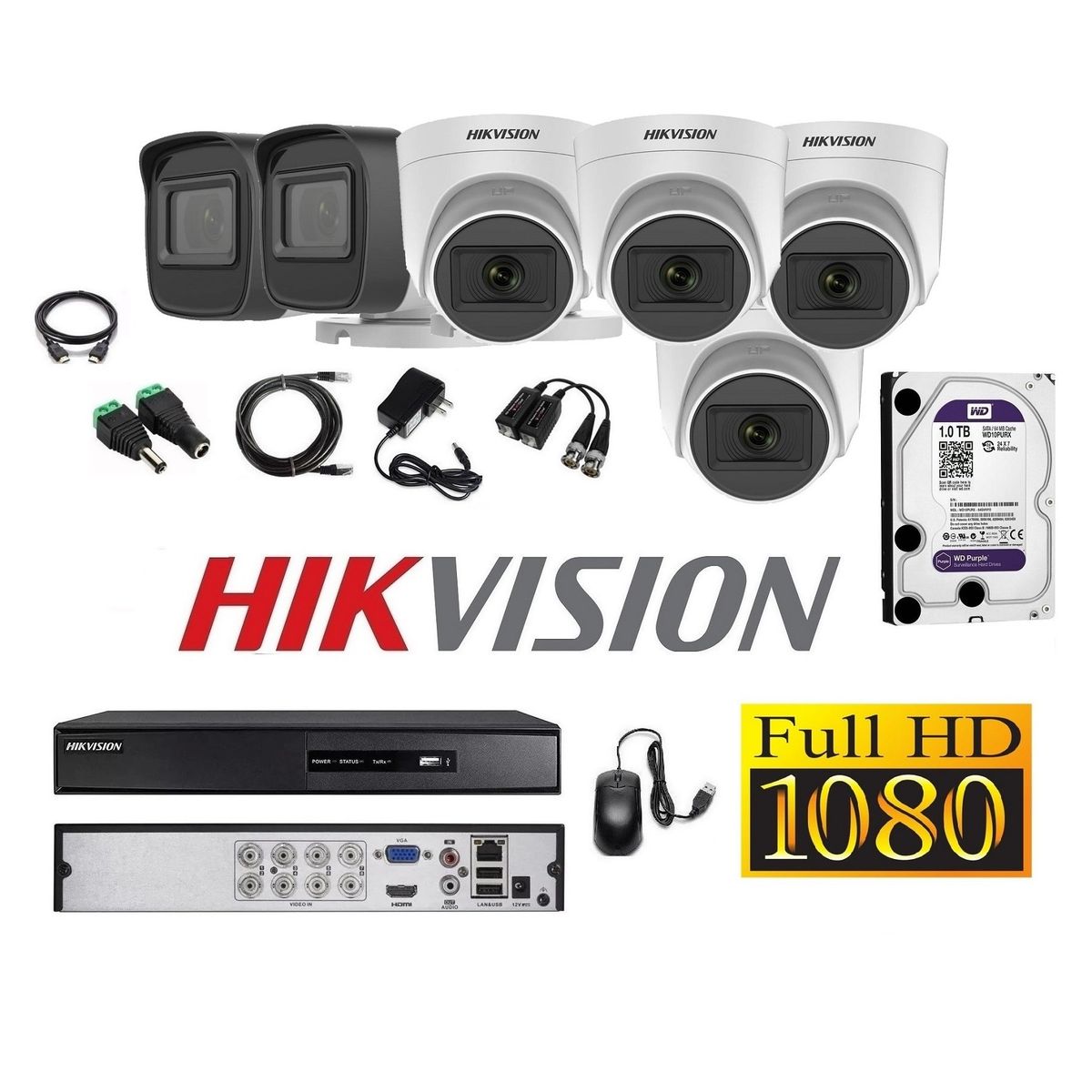 HIKVISION - Cámaras Seguridad Kit 7 HIKVISION FULLHD Audio Incorporado 2tb