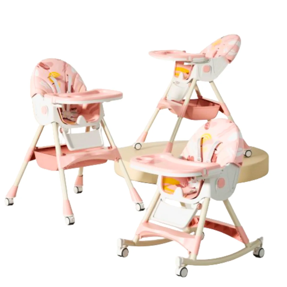 GENERICO - Silla de comer multifuncional balancín rosa con diseño hasta 30 kilos