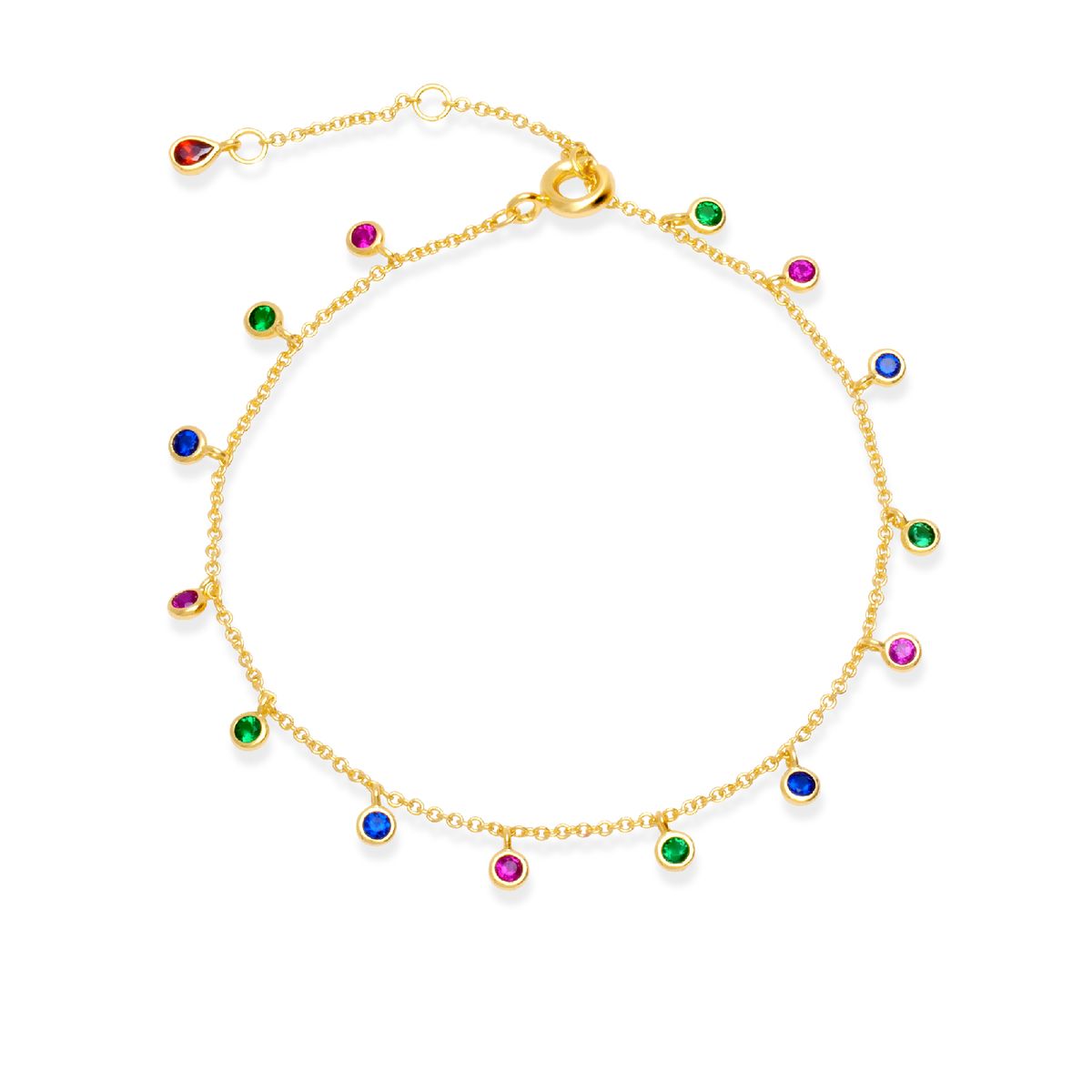 CRISLU - Pulsera con circonitas multicolor biseladas - C de CRISLU