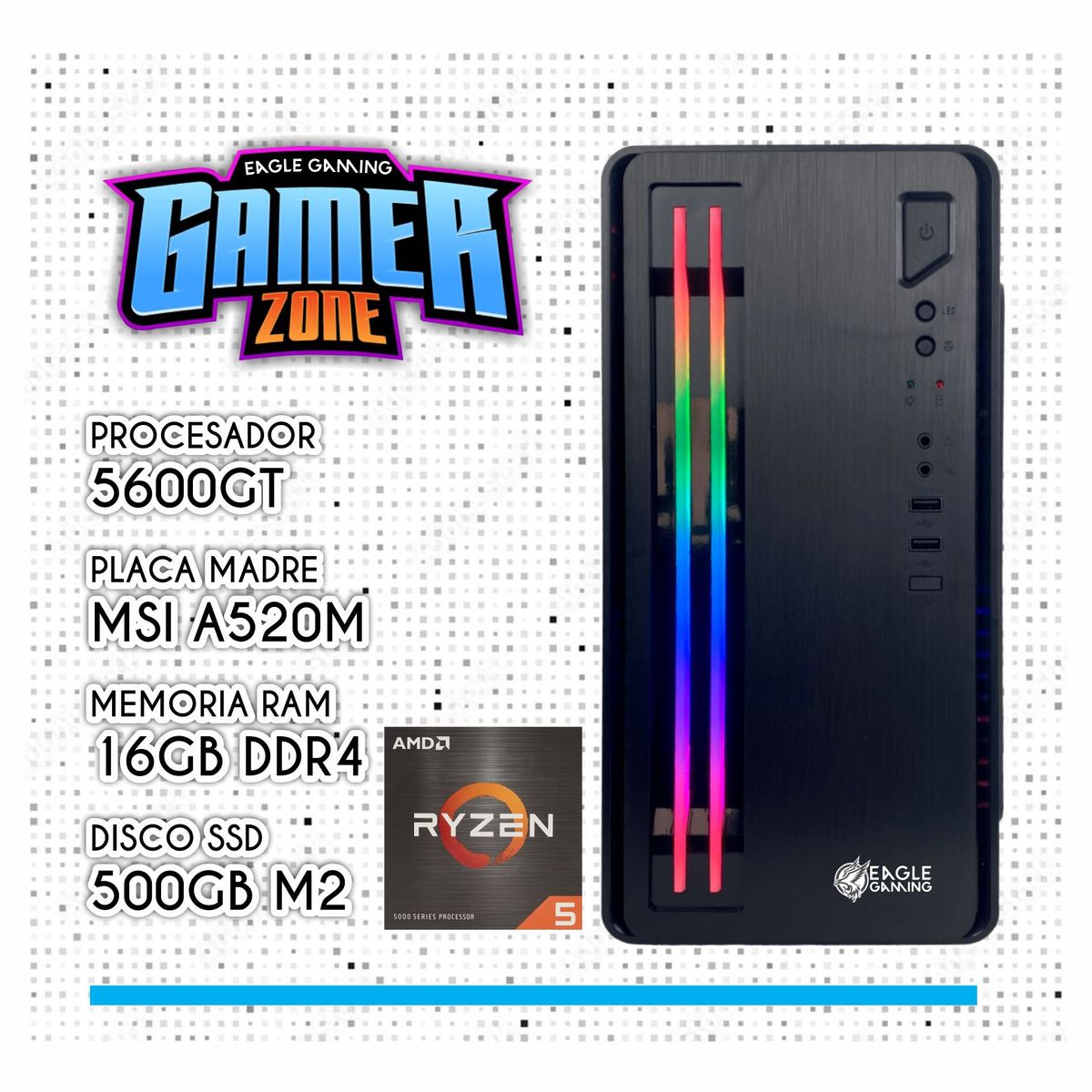 AMD - COMPUTADORA PC RYZEN 5 5600GT RAM 16GB + SSD 5000GB + GRAFICA VEGA 7 2GB