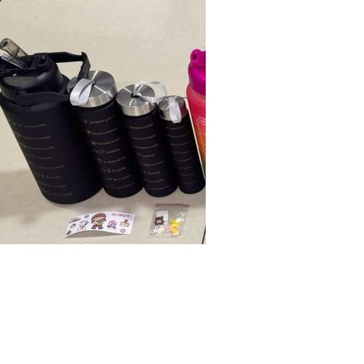 GENERICO - Set de 4 tomatodos motivacional deportivo+ stickers NEGRO