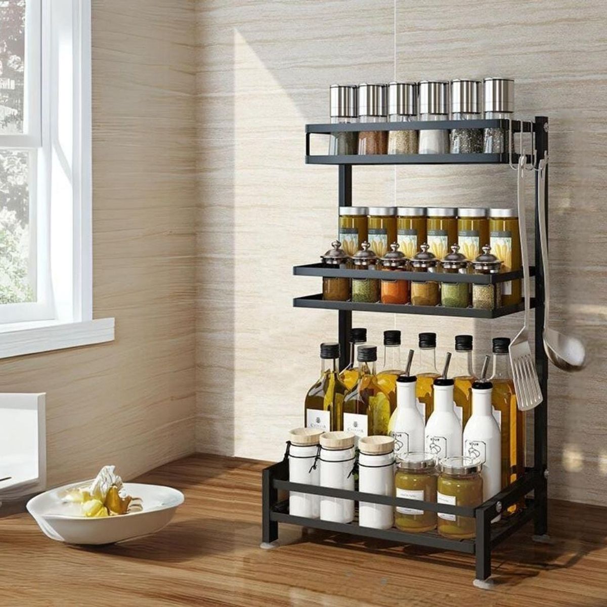 GENERICO - ALMACENAMIENTO PORTA CONDIMENTOS 3 NIVELES COCINA DE ACERO