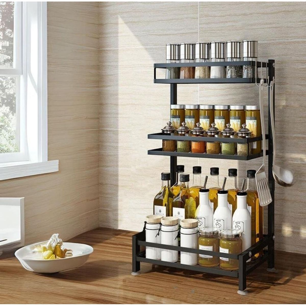 GENERICO - ALMACENAMIENTO PORTA CONDIMENTOS 3 NIVELES COCINA DE ACERO