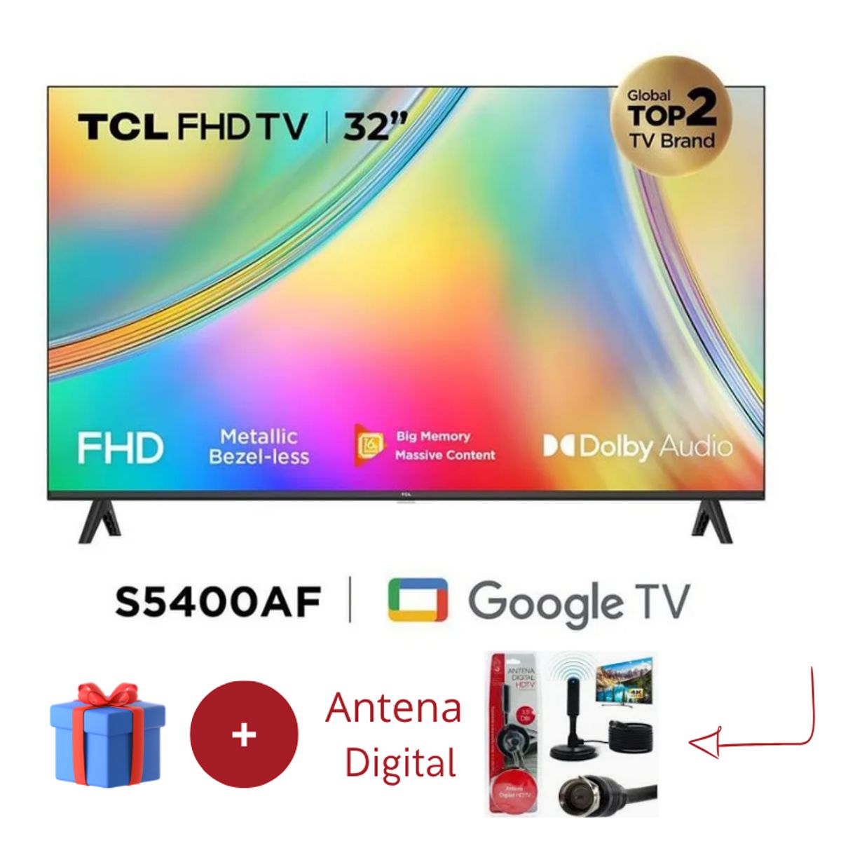 TCL - TELEVISOR DE 32"  SMART TV  TCL 32S5400AF + Antena Digital