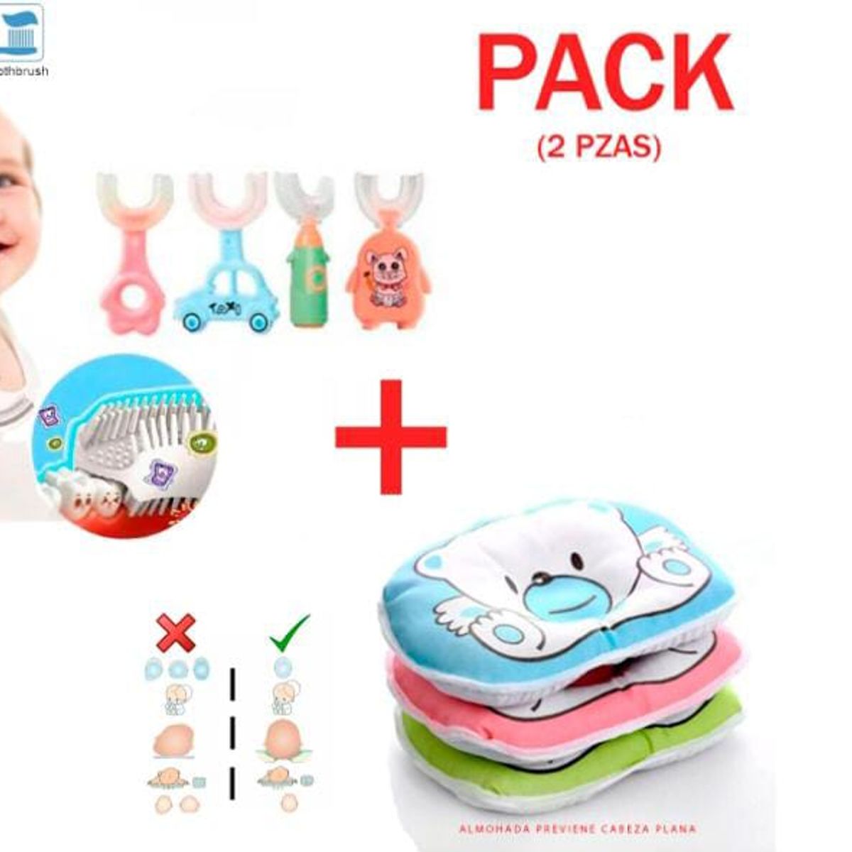GENERICO - Pack Cepillo y Almohada para Bebé