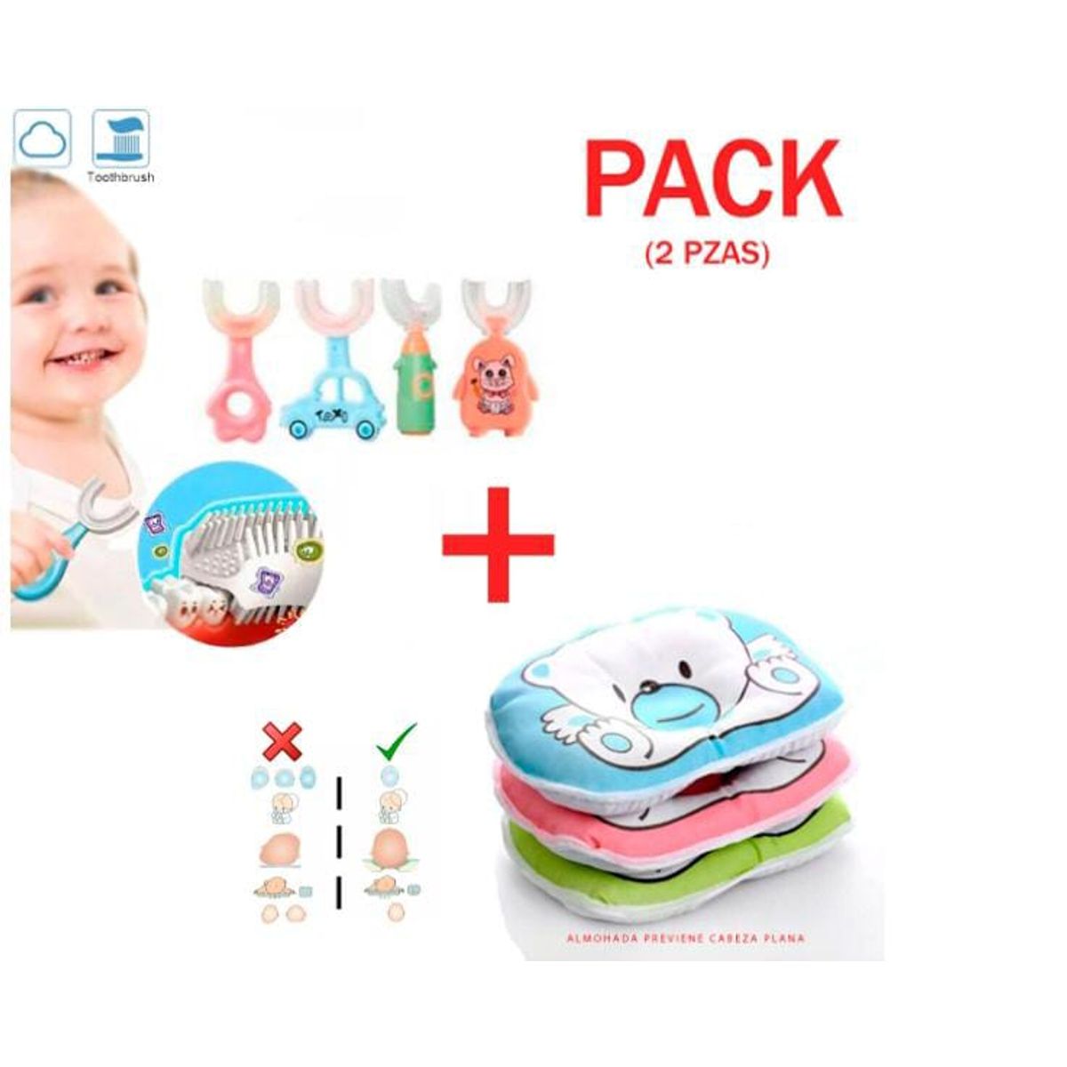GENERICO - Pack Cepillo y Almohada para Bebé