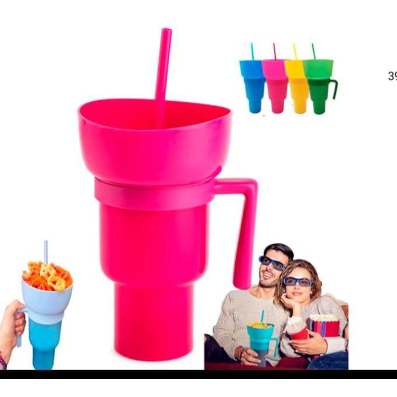GENERICO - Vaso Snack 2 En 1 Botanero 950 Ml Cambia De Color