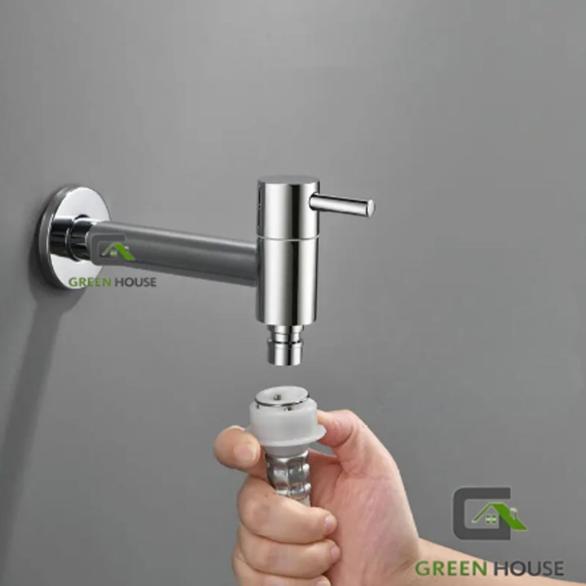 GREEN HOUSE - GRIFERIA LLAVE  PARED PARA LAVATORIO - JARDIN  CROMADO