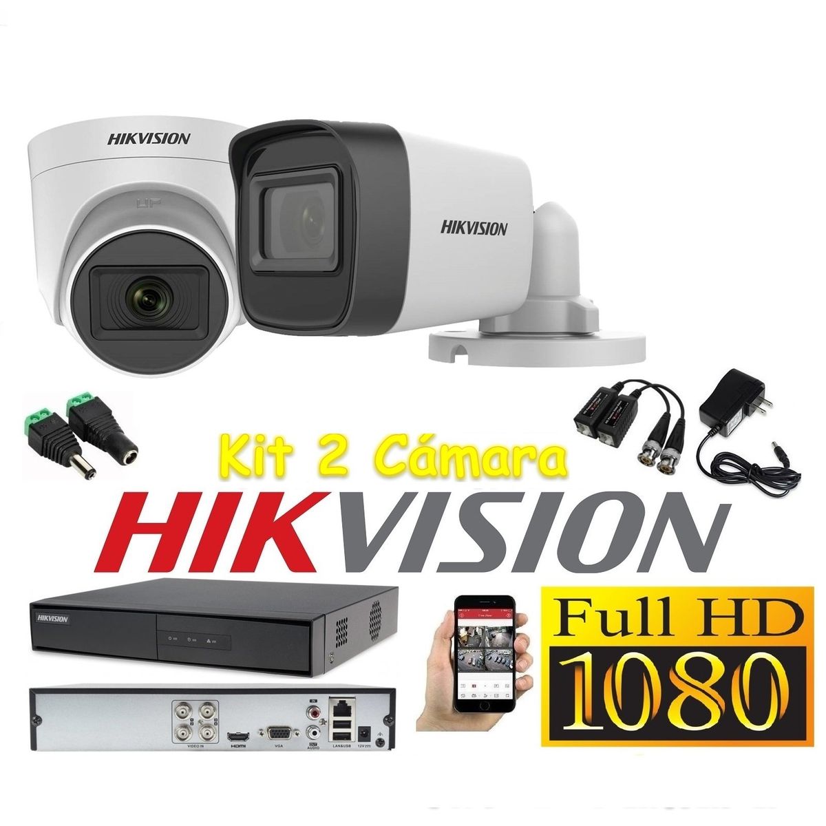 HIKVISION - Cámaras Seguridad Kit 2 HIKVISION FULLHD Audio Incorporado