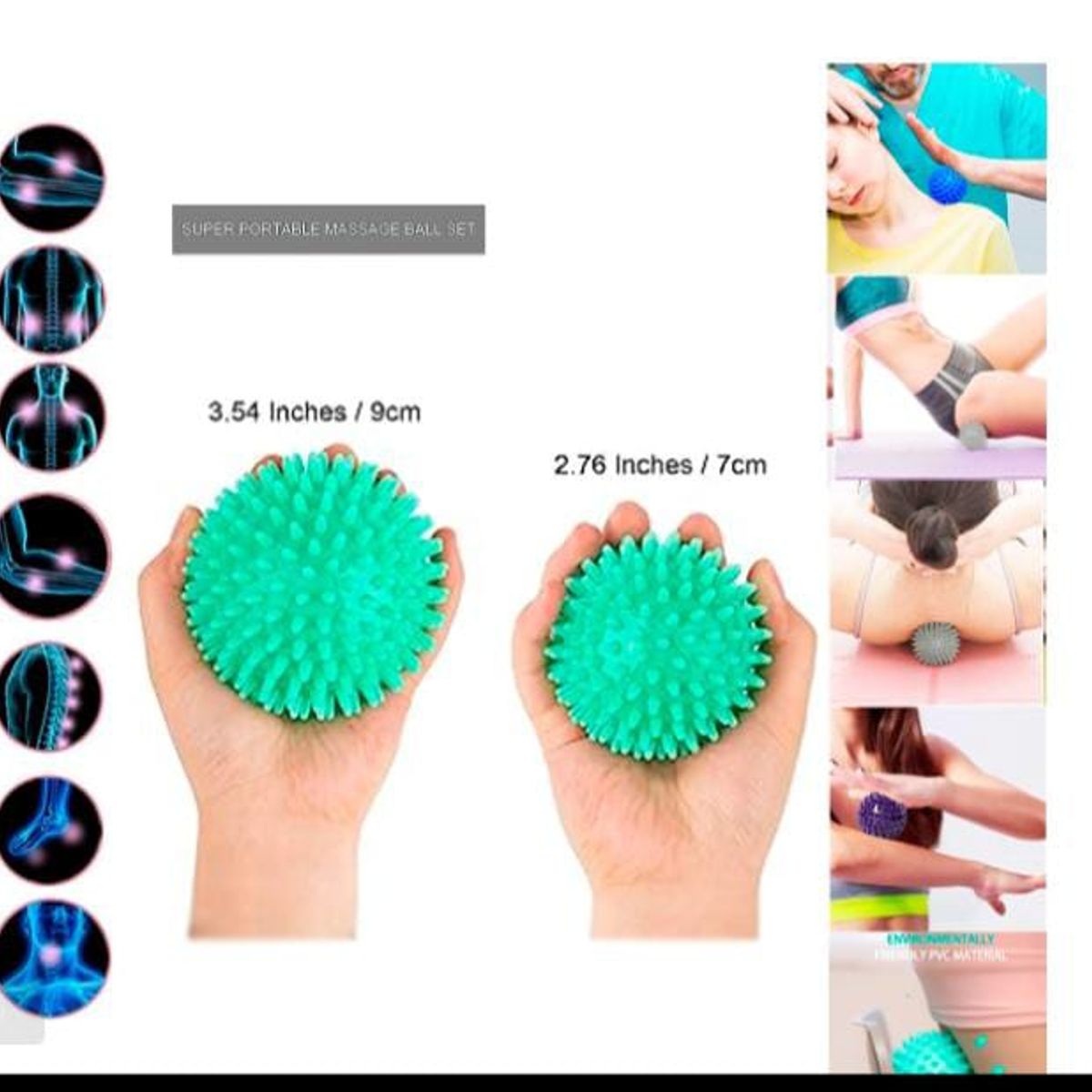 GENERICO - Set 2 Pelotas Masajeador Corporal Pies y Terapia Muscular AS