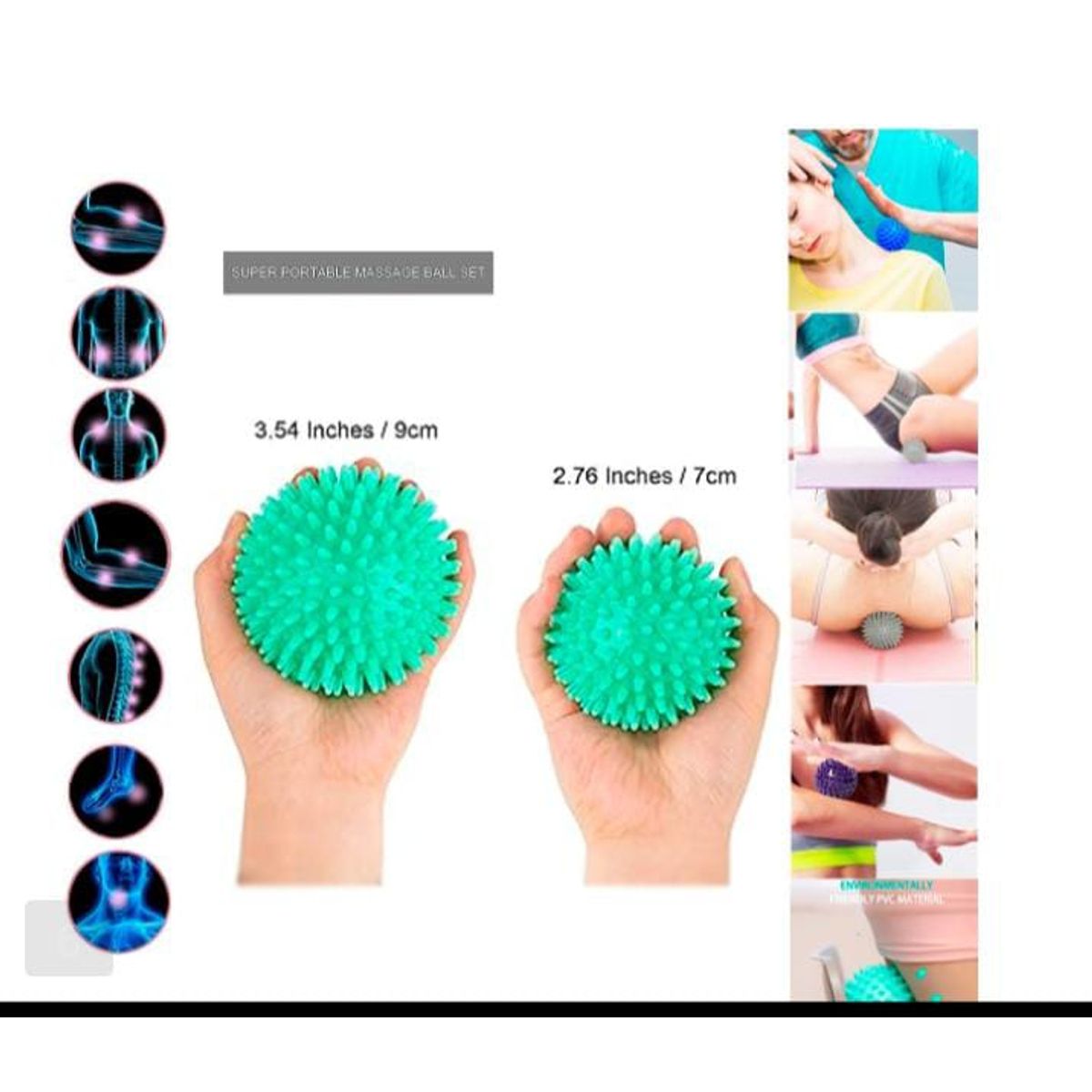 GENERICO - Set 2 Pelotas Masajeador Corporal Pies y Terapia Muscular AS