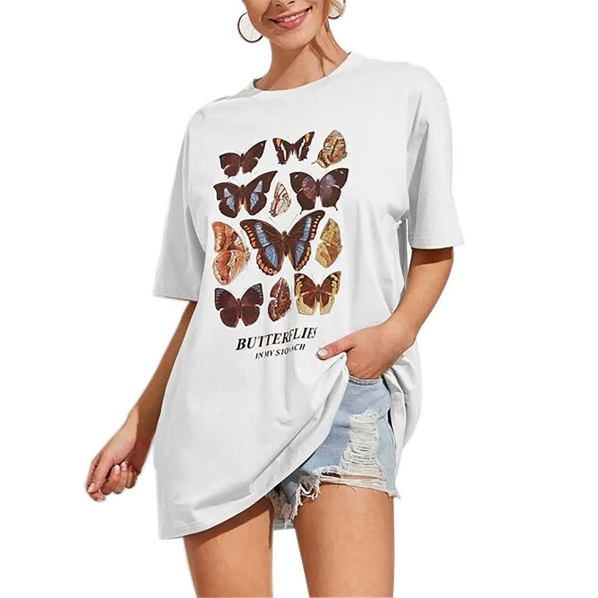 BAALATHKKO5 - Mariposa Mujer Camiseta De Manga Corta Popular Playera
