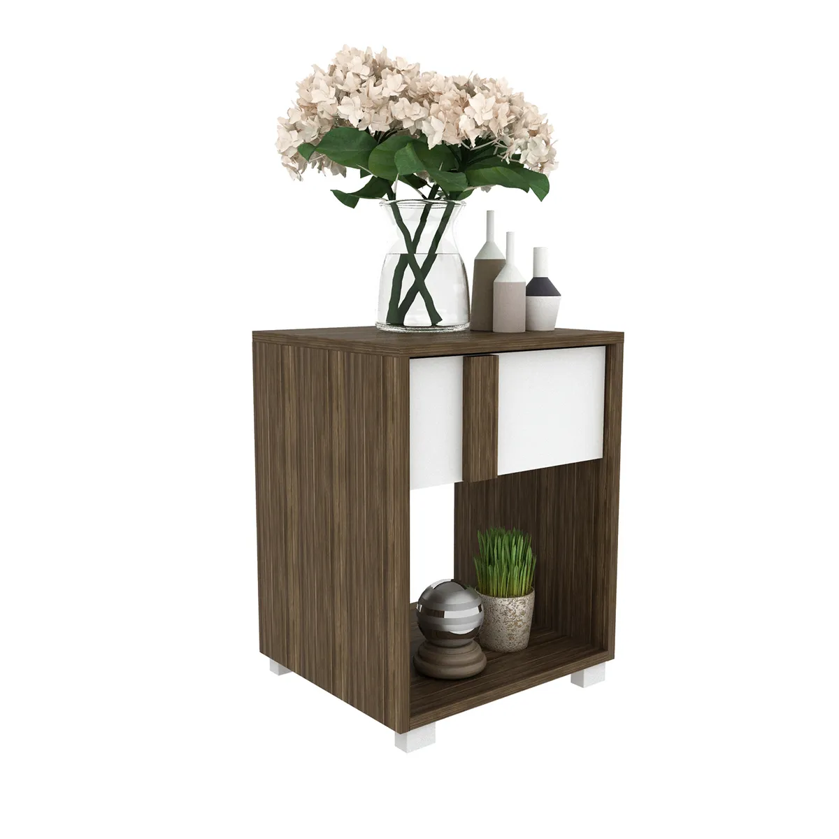 2020 HOME PERU - Velador con un cajón Pula - Nogal Blanco