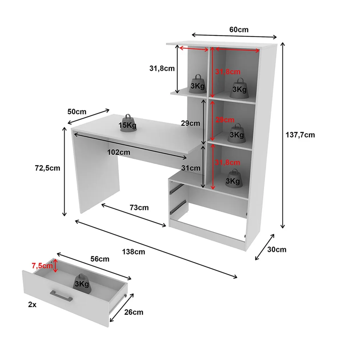 2020 HOME PERU - Escritorio + Biblioteca Poli - Blanco