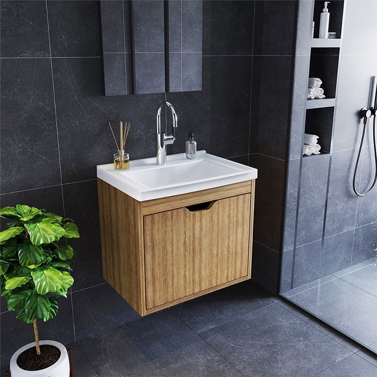 2020 HOME PERU - Mueble de baño con lavamanos Graz - Almendra