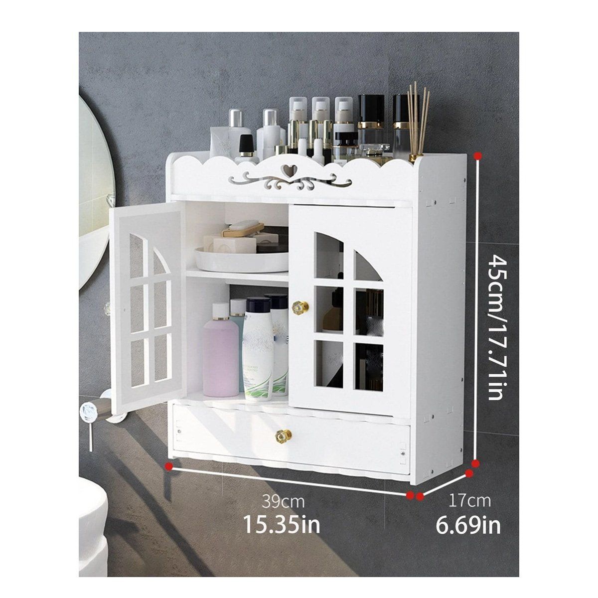 GRETAIL - Organizador Estante MDF Para Baño Con Puertas Shampoo Cepillo SJ216
