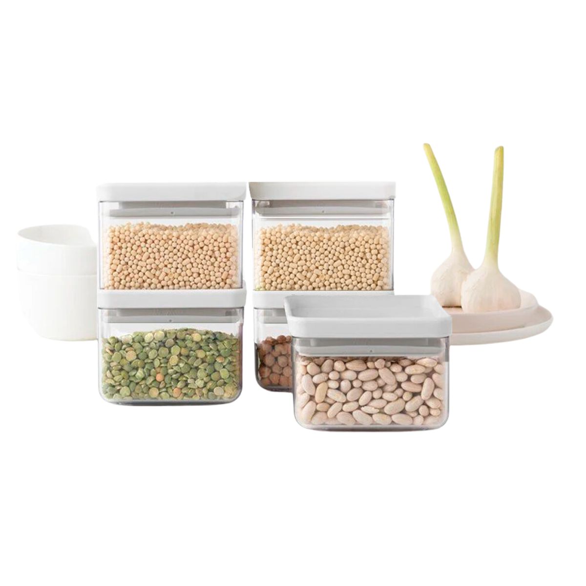 INSPIRA - Set de 4 Contenedores Rectangular Apilable 425 ml