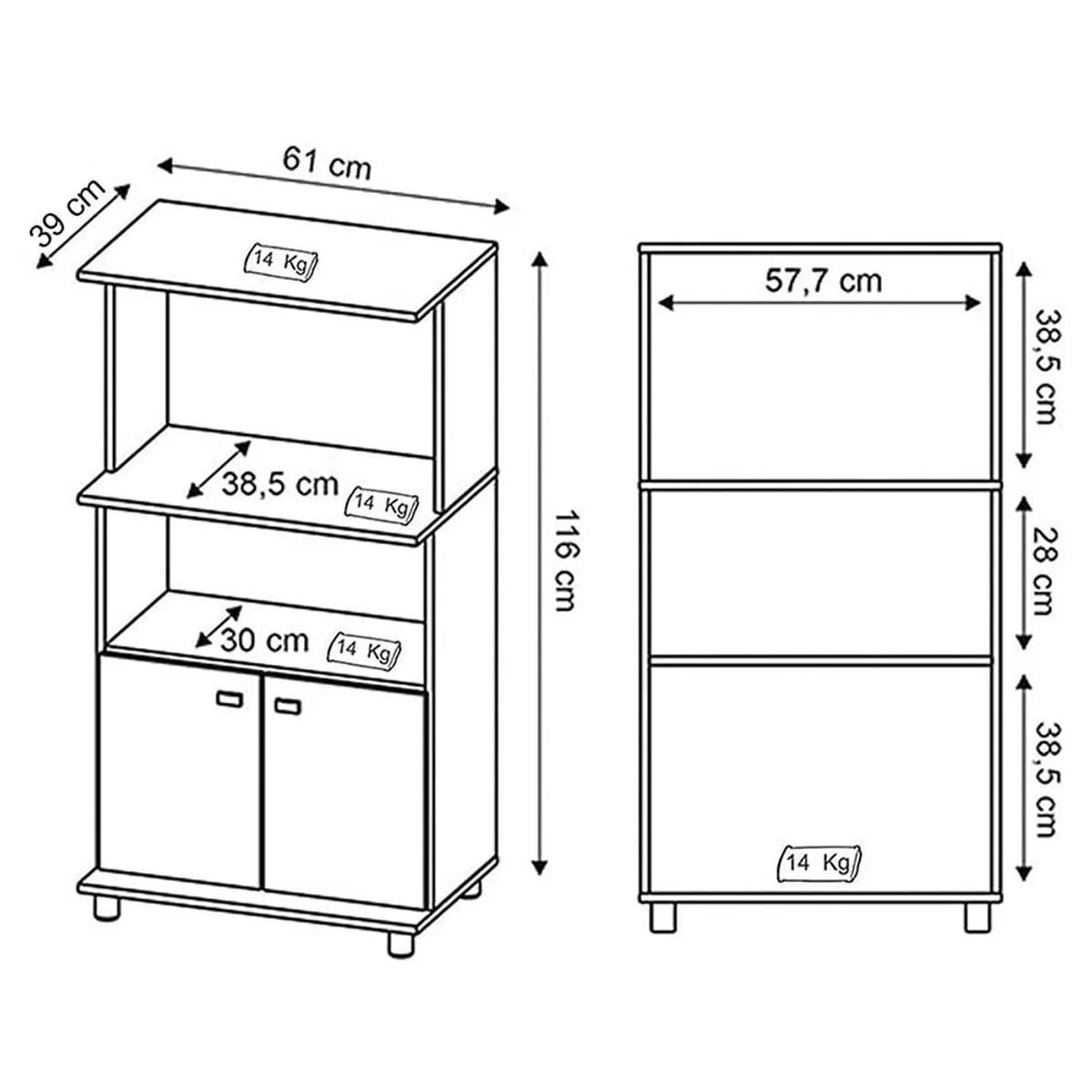 2020 HOME PERU - Mueble auxiliar de cocina Victoria - Blanco