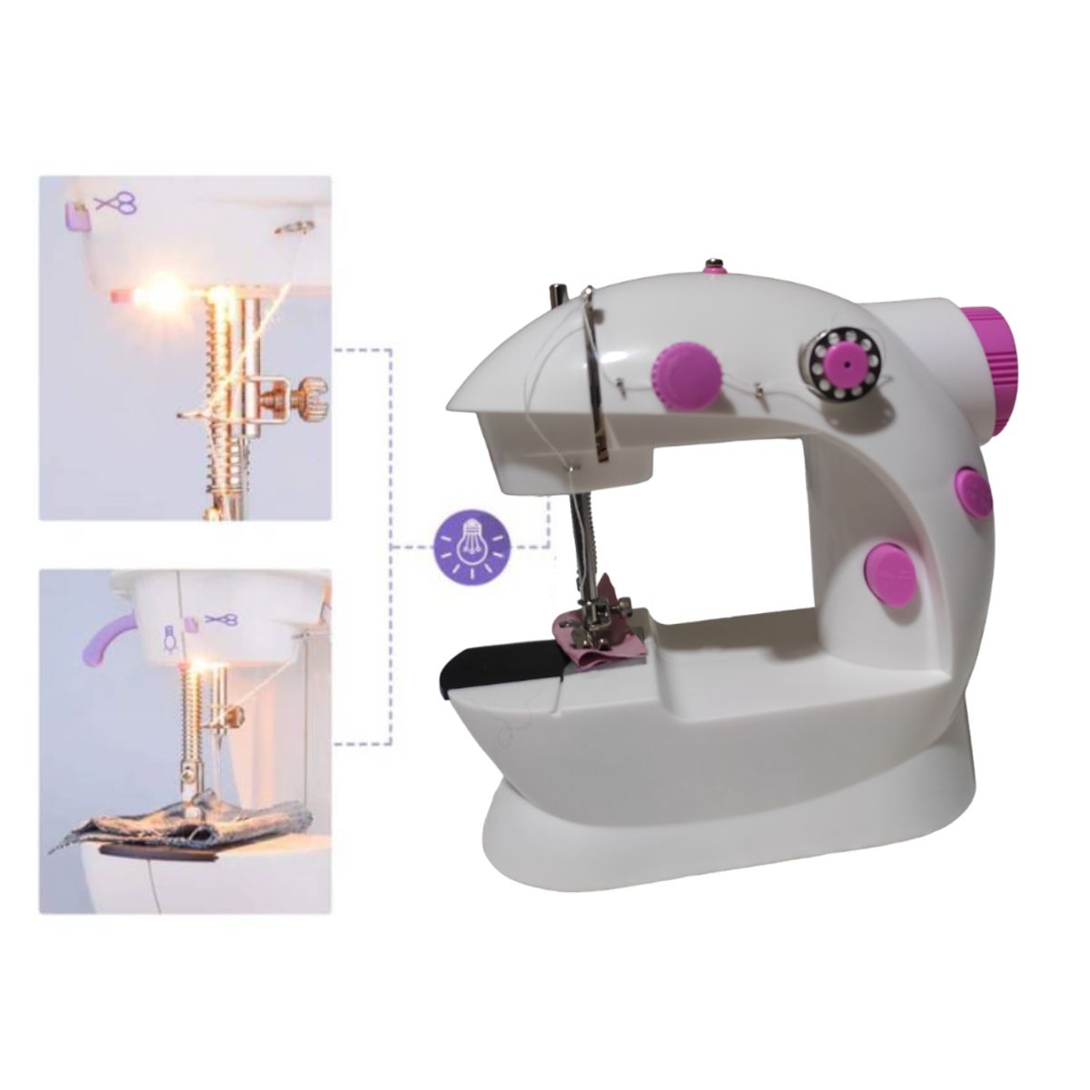 GENERICO - Mini Máquina Rosa de Coser con accesorios