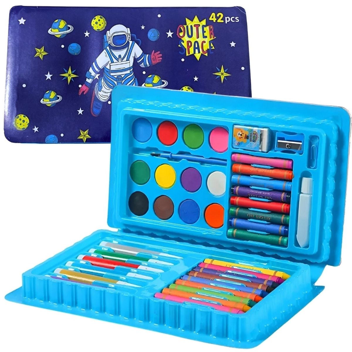 MINARI - Set de Arte y Dibujo 42 Piezas Azul SA42 - Diseño Aleatorio