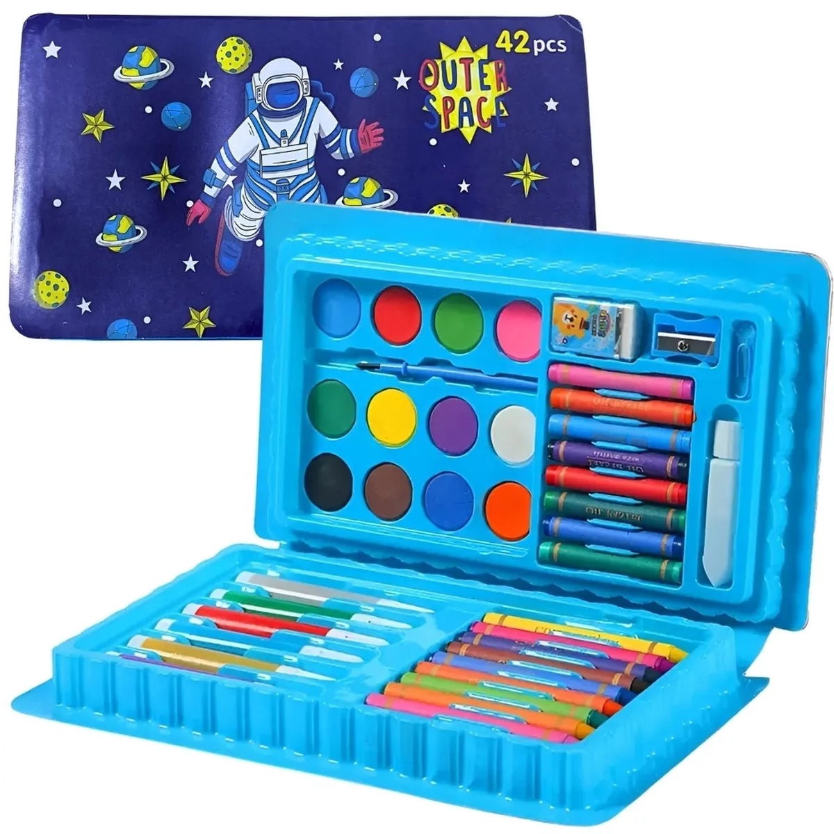 MINARI - Set de Arte y Dibujo 42 Piezas Azul SA42 - Diseño Aleatorio